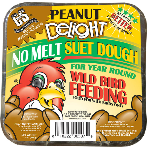 C&S 12507 Peanut Delight No Melt Wild Bird Suet Dough Cake, 11.75 Oz