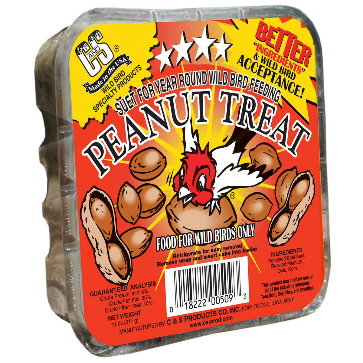 C&S® 12509 Peanut Treat Wild Bird Suet Cake, 11 Oz