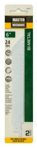 Master Mechanic 698516 Bi-Metal Reciprocating Saw Blade, 6" x 24 TPI, 2-Pack