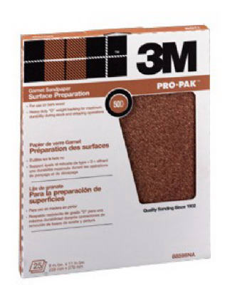 3M 99412 Pro-Pak™ Garnet Sandpaper, 9"x11", Fine 180 Grit, 25-Count
