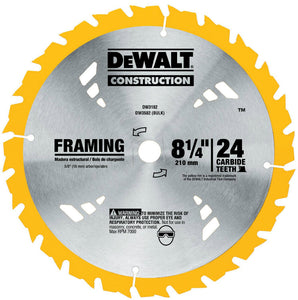 DeWalt® DW3182 Construction Series Thin Kerf  Framing Blade, 24T, 8-1/4"