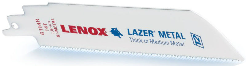 Lenox® 24902T6114R Lazer® Bi-Metal Reciprocating Saw Blades, 14 TPI, 6", 2-Pack