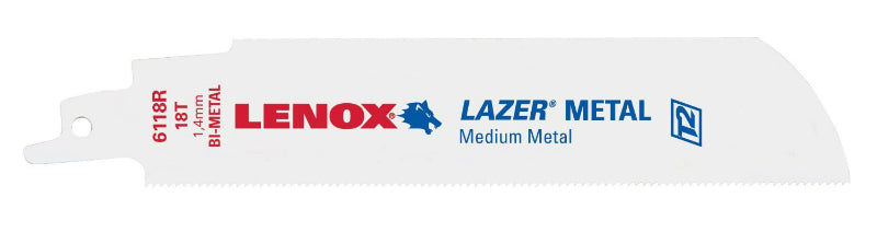 Lenox® 24903T6118R Lazer® Bi-Metal Reciprocating Saw Blades, 18 TPI, 6", 2-Pack