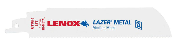 Lenox® 24903T6118R Lazer® Bi-Metal Reciprocating Saw Blades, 18 TPI, 6", 2-Pack