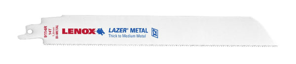 Lenox® 24906T9114R Lazer® Bi-Metal Reciprocating Saw Blades, 14 TPI, 9", 2-Pack