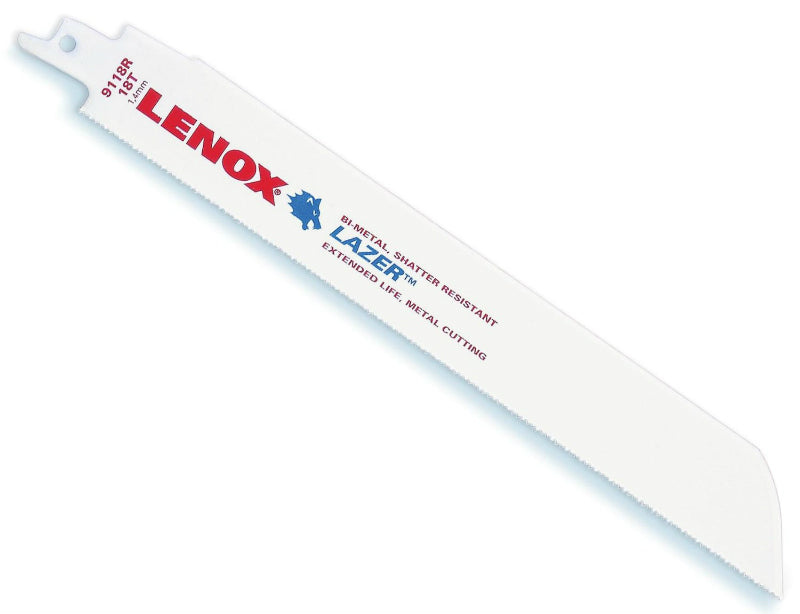 Lenox® 24907T9118R Lazer® Bi-Metal Reciprocating Saw Blades, 18 TPI, 9", 2-Pack