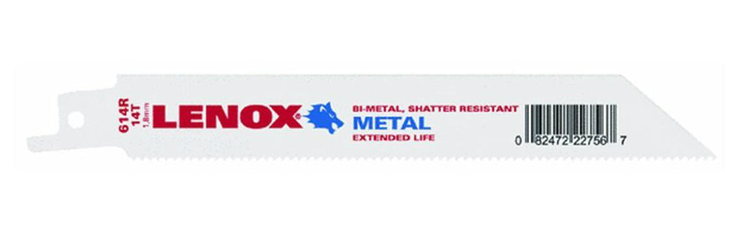 Lenox® 22756OSB614R Metal Cutting Reciprocating Saw Blade, 14 TPI, 6"