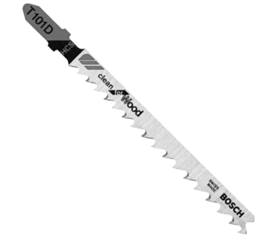 Bosch T101D High Carbide Steel T-Shank Jigsaw Blades, 4 Inch, 6 TPI, 5-Pack