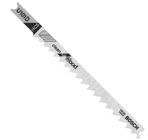 Bosch U101D3 High Carbide Steel U-Shank Jigsaw Blade, 3-5/8", 6TPI, 3-Pack