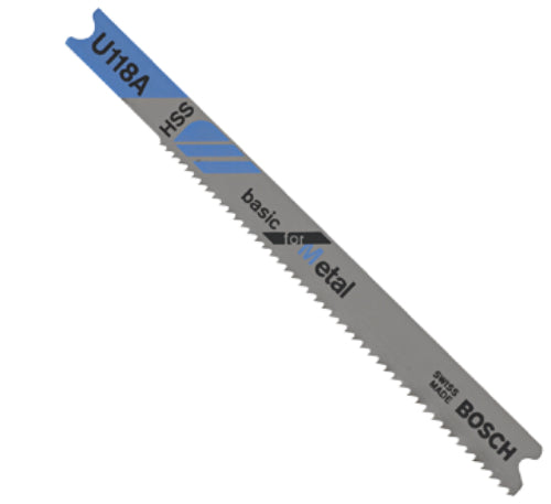 Bosch U118A3 High Carbide Steel Metal Cutting U-shank Jig Saw Blades, 20TPI, 3-Pack