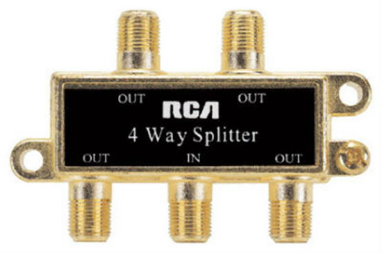 RCA VH49N Coaxial Cable Splitter, Gold Plated, 4 Way