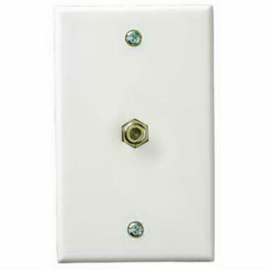RCA VH61N Coaxial Cable Wall Plate with Single Gold Plated F Connector, White