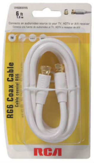 RCA VH606WHN RG6-Coaxial Cable with F Connectors, White, 6'
