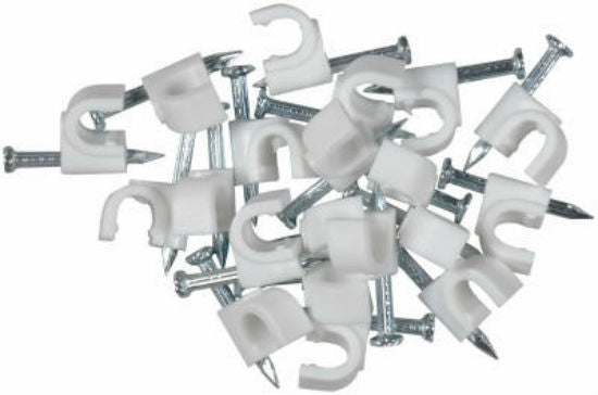 RCA VH102N Coaxial Cable Nail In Type Clamps, White, 20-Pack