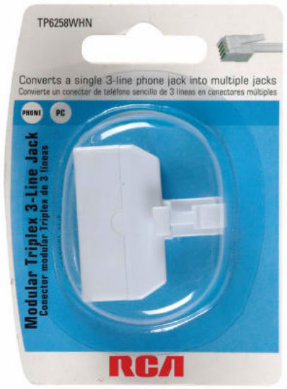 RCA TP6258WHN Modular Triplex 3-Line Phone Jack Plug, White