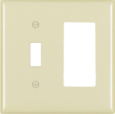 Pass & Seymour Toggle/Decorator Wall Plate, 2 Gang, Ivory
