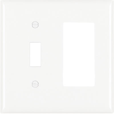 Pass & Seymour Toggle/Decorator Wall Plate, 2 Gang, White
