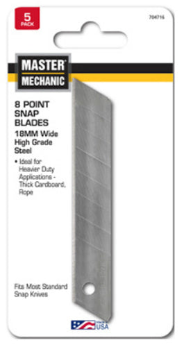 Master Mechanic 704716 8-Point Snap Blade, 18 mm, 5-Pack