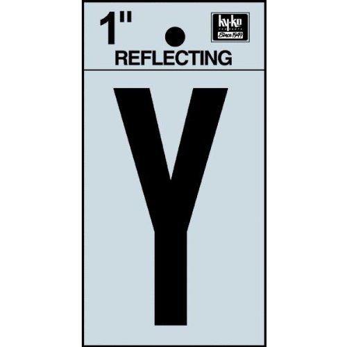 Hy-Ko RV-15/Y Reflective Adhesive Vinyl Letter Y Sign, 1", Black/Silver