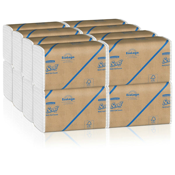 Scott® 01840 Multi-Fold Paper Towel, 1-Ply, White, 9.2" x 9.4", 250 x 16 Count