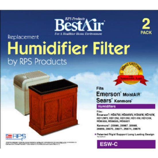BestAir ESW Extended Life Humidifier Wick Filter, 2-Pack