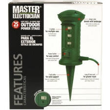 Master Electrician 05777ME Outdoor 3-Outlet 16/3 Power Stake, 25', Green