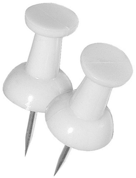 Hillman 122641 Plastic Head Push Pins with Sharp Steel Point, White, 16-Pack