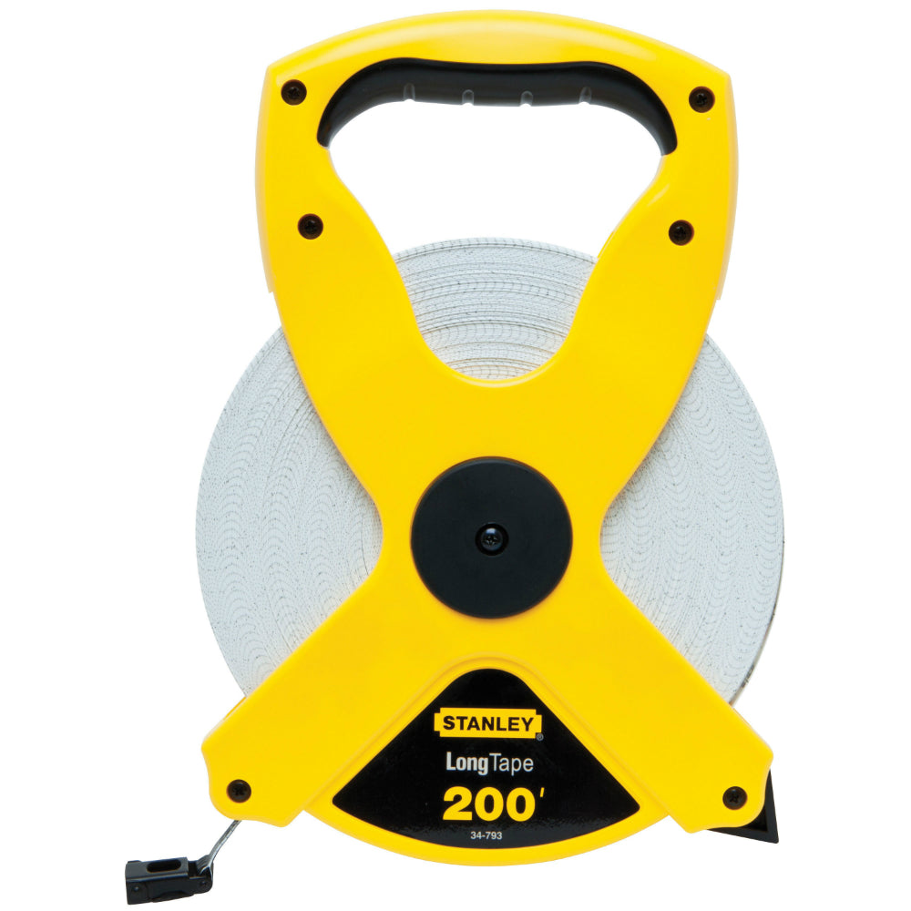Stanley® 34-793 Open Reel Fiberglass Long Tape Rule, 1/2" x 200' Yellow