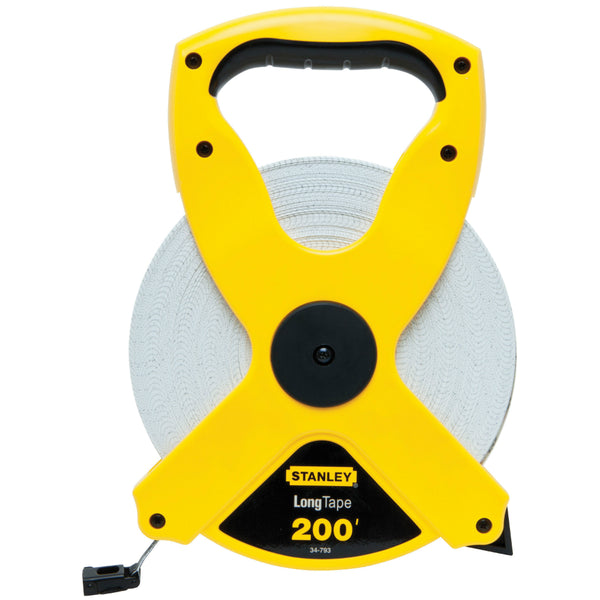 Stanley® 34-793 Open Reel Fiberglass Long Tape Rule, 1/2" x 200' Yellow