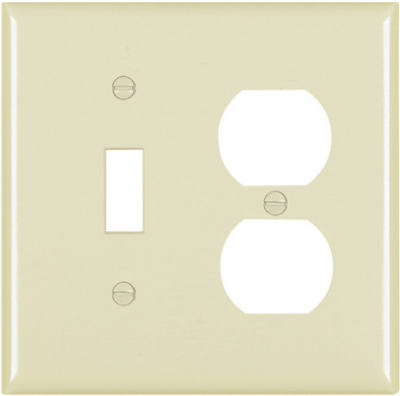 Pass & Seymour Toggle/Duplex, Receptacle Oversize Wall Plate,  2 Gang, Ivory