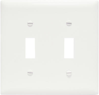 Pass & Seymour Smooth Wall Plate Jumbo, 2 Gang, 2 Toggle, White