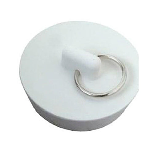 Master Plumber 714-587 Rubber Sink Stopper with Metal Ring, White