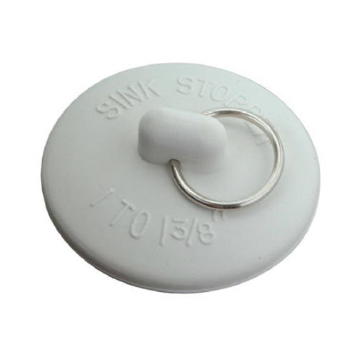 Master Plumber 714-664 Rubber Sink Stopper with Metal Ring, White