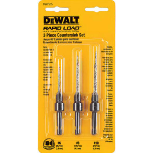 DeWalt® DW2535 Rapid Load® Countersink Set, 3-Piece