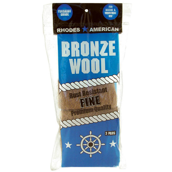 Rhodes American 123100 Fine Grade Bronze Wool Pads, 3 Pack