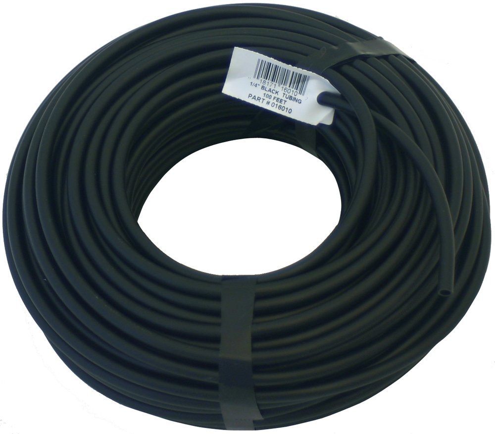 Raindrip 016010T Poly Drip Irrigation Tubing, 1/4" x 100', Black