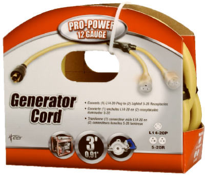 Coleman Cable® 01924-88-02 Generator Cord and Adapter, 3'