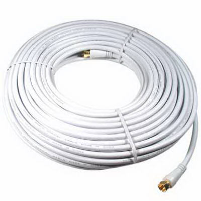 RCA VHW111N RG6 Coaxial Cable with F Connectors On Both Ends, White, 100'