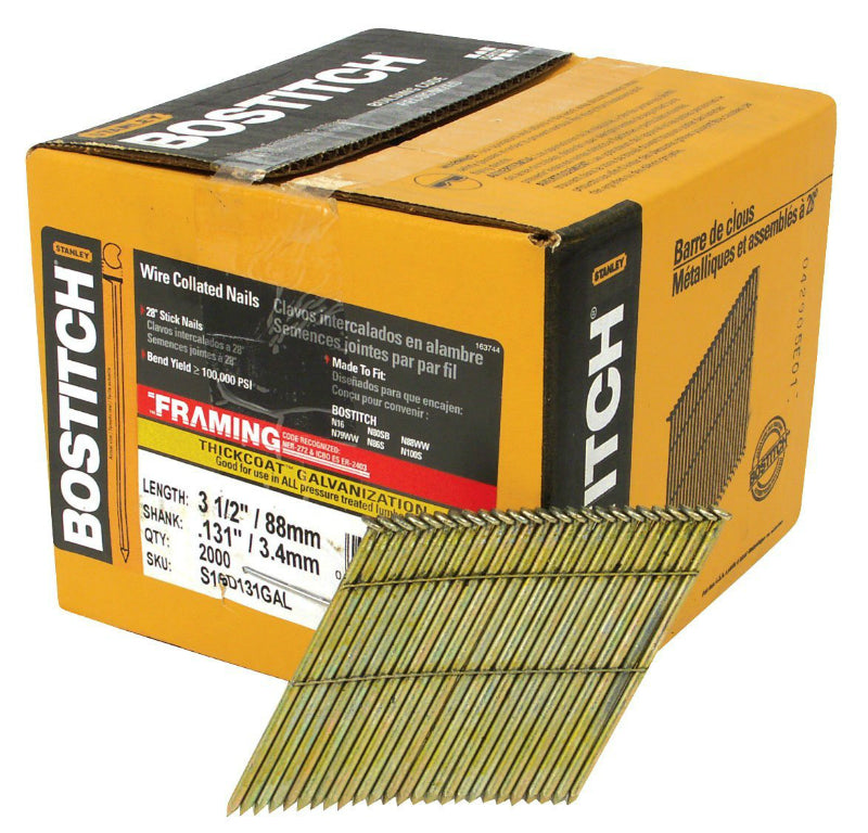 Bostitch® S16D131GAL-FH Full Round Head Framing Nails, 28°, 3-1/2", 2,000-Ct