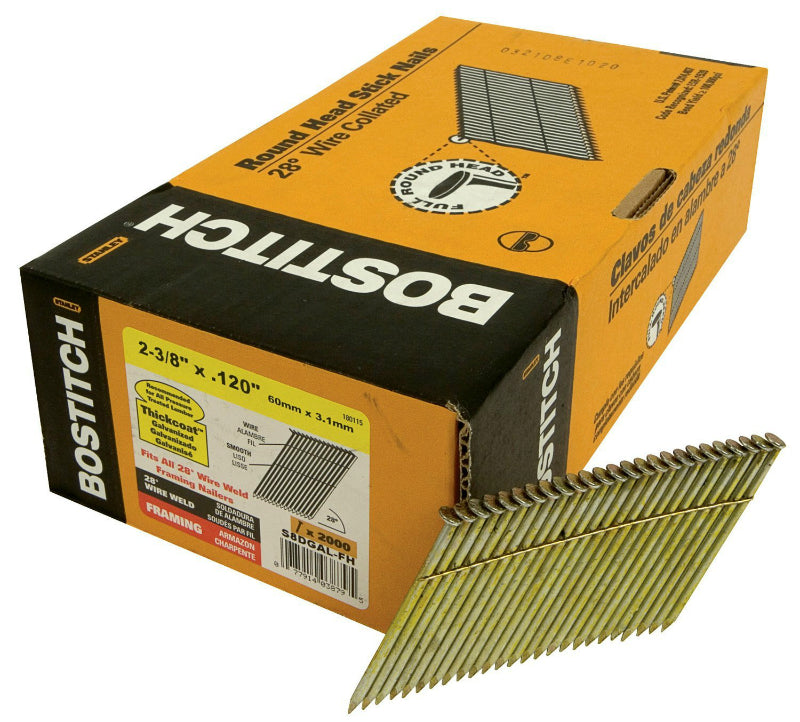 Bostitch® S8DGAL-FH Full Round Head Stick Framing Nails, 2-3/8", 2,000-Count
