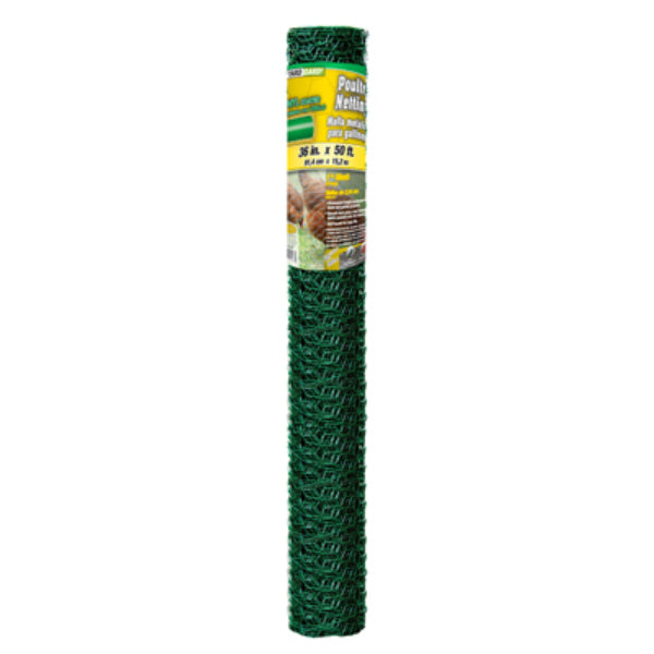 YardGard® 308456B Green PVC Coated Poultry Netting, 20-Gauge, 1" Mesh, 36"x50'