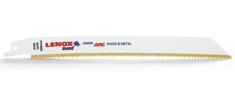 Lenox® 2106510GR Gold® Reciprocating Saw Blades, 10 TPI, 8", 5-Pack