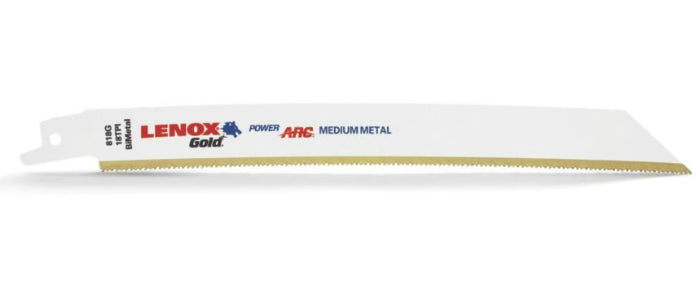 Lenox® 21070818GR Gold® Metal Reciprocating Saw Blades, 18 TPI, 8", 5-Pack