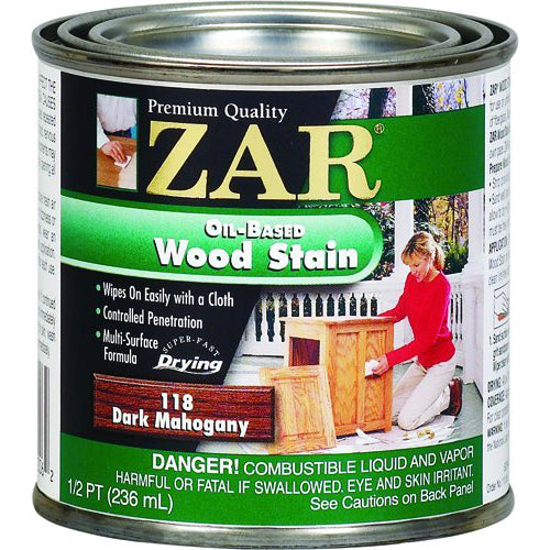 ZAR® 11806 Interior Oil-Based Wood Stain, Dark Mahogany, 1/2 Pint