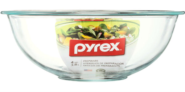 Pyrex 6001043 Smart Essentials® Glass Mixing Bowl, Clear, 4 Qt