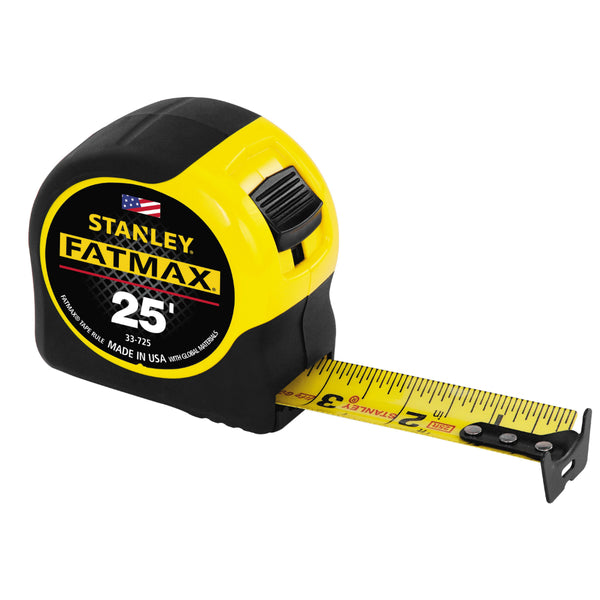 Stanley® 33-725 FatMax® Tape Rule, 25' x 1-1/4", Yellow/Black