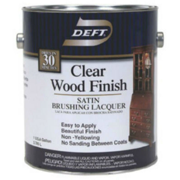Deft® DFT017/01 Clear Wood Finish Brushing Lacquer, 1Gallon, Satin