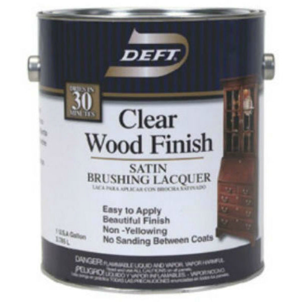 Deft® DFT017/01 Clear Wood Finish Brushing Lacquer, 1-Gallon, Satin
