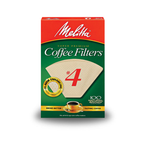 Melitta® 624602 Cone Coffee Filters, Paper Natural Brown, #4, 100 Count