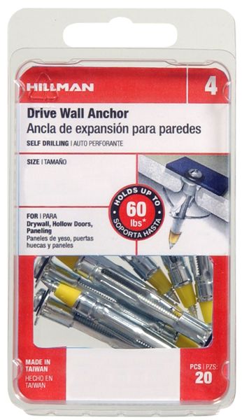 Hillman Fasteners 41330 Short Drive Wall Anchor, 1/8", 20 Pack